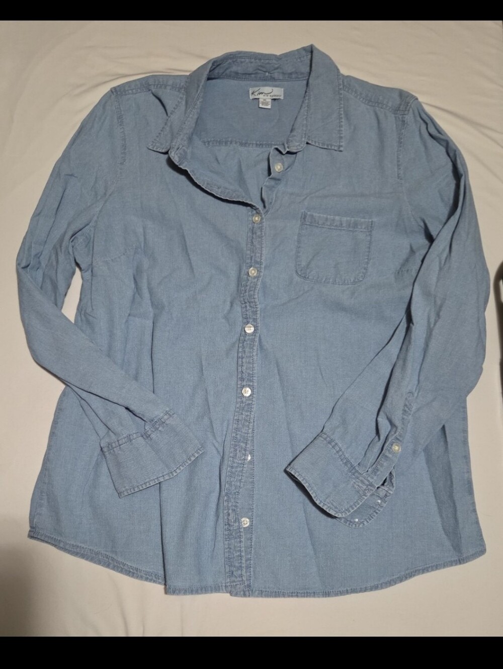 Kim rogers Women's XL blue button Blouse #16